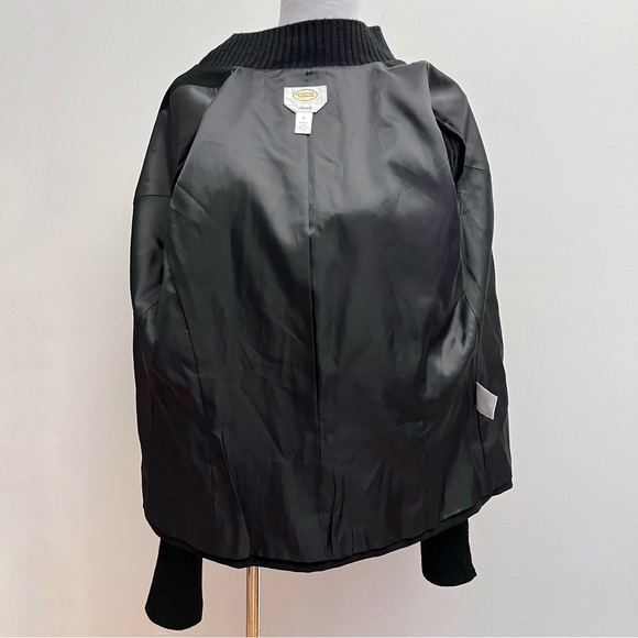 Talbots Black Cable Knit Sleeved Faux Suede Zip Up Jacket Size 10 - Picture 7 of 8